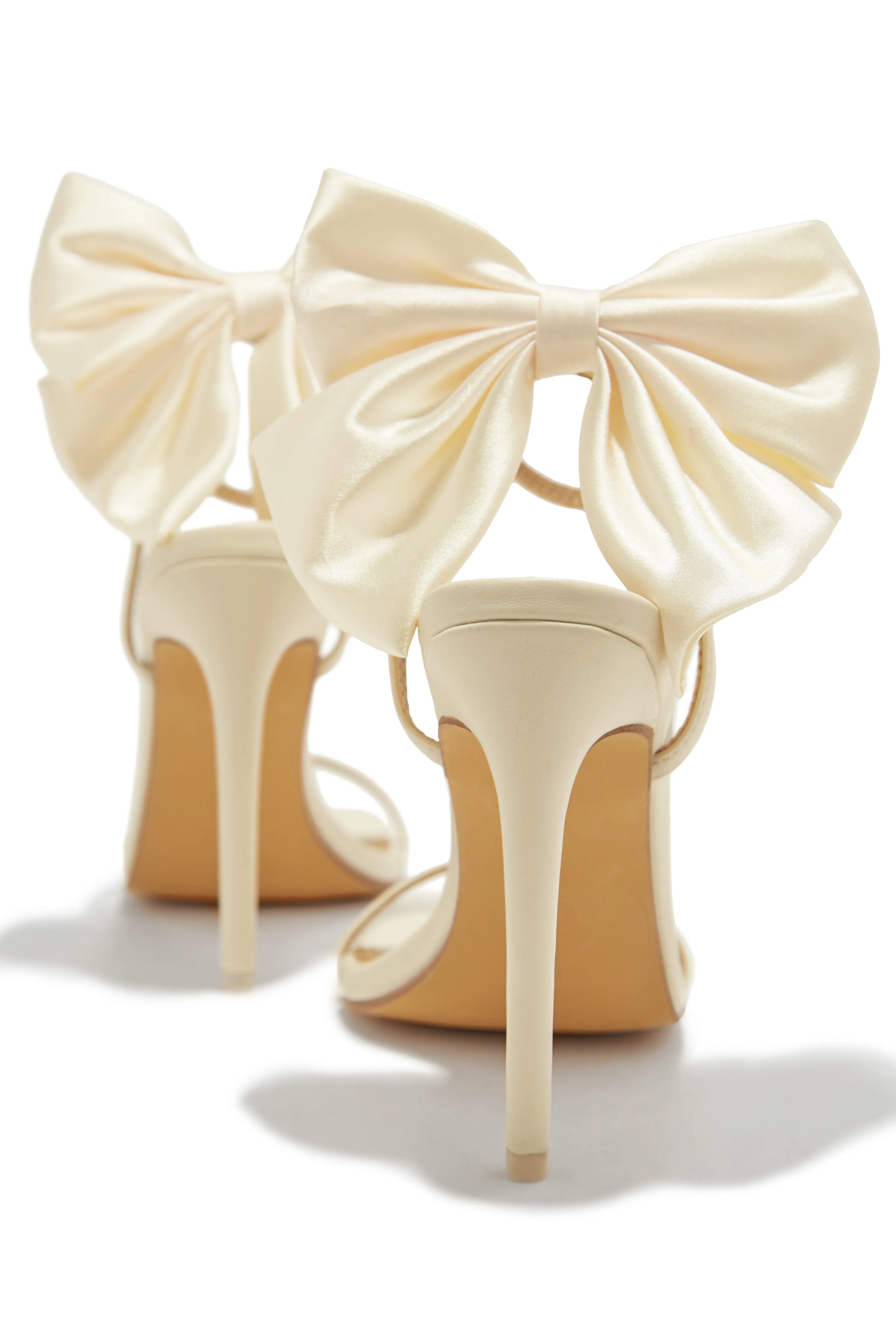 Pauline High Heels with Bow Detailing - Cream