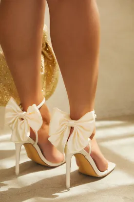 Pauline High Heels with Bow Detailing - Cream