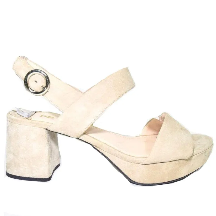 Prada | Taupe Suede Platform Sandal Sz 8.4/38.5