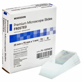 Premium Microscope Slides with Beveled Edges 25 x 75 x 1 mm Frosted Glass, 72/Box