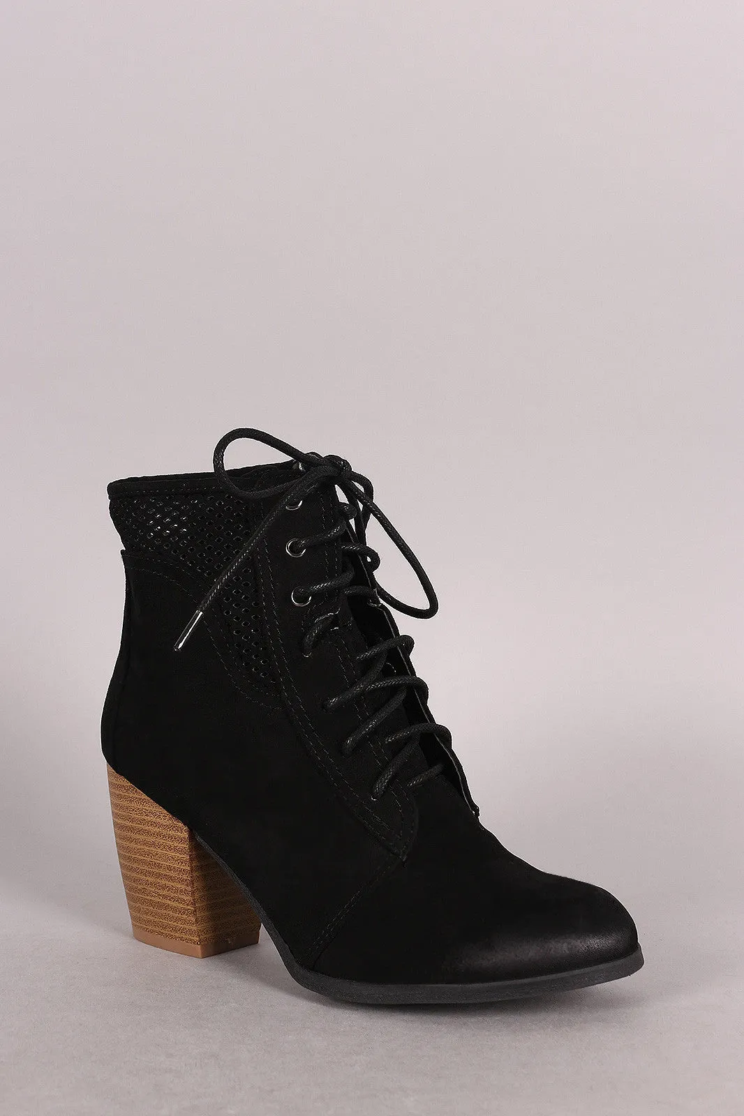 Qupid Spring Perforated Combat Booties