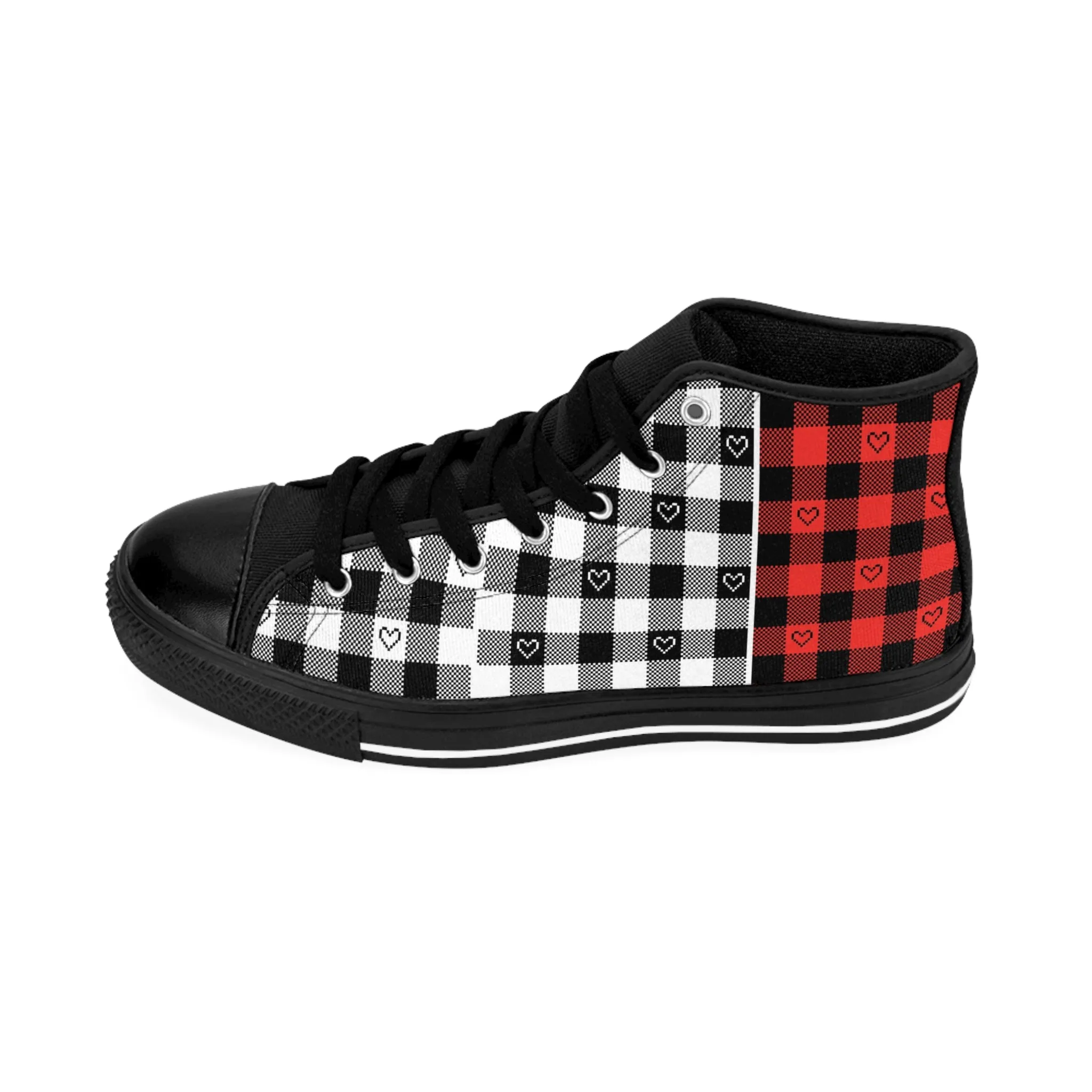 Red and Black Textile Pattern Women's Classic Sneakers