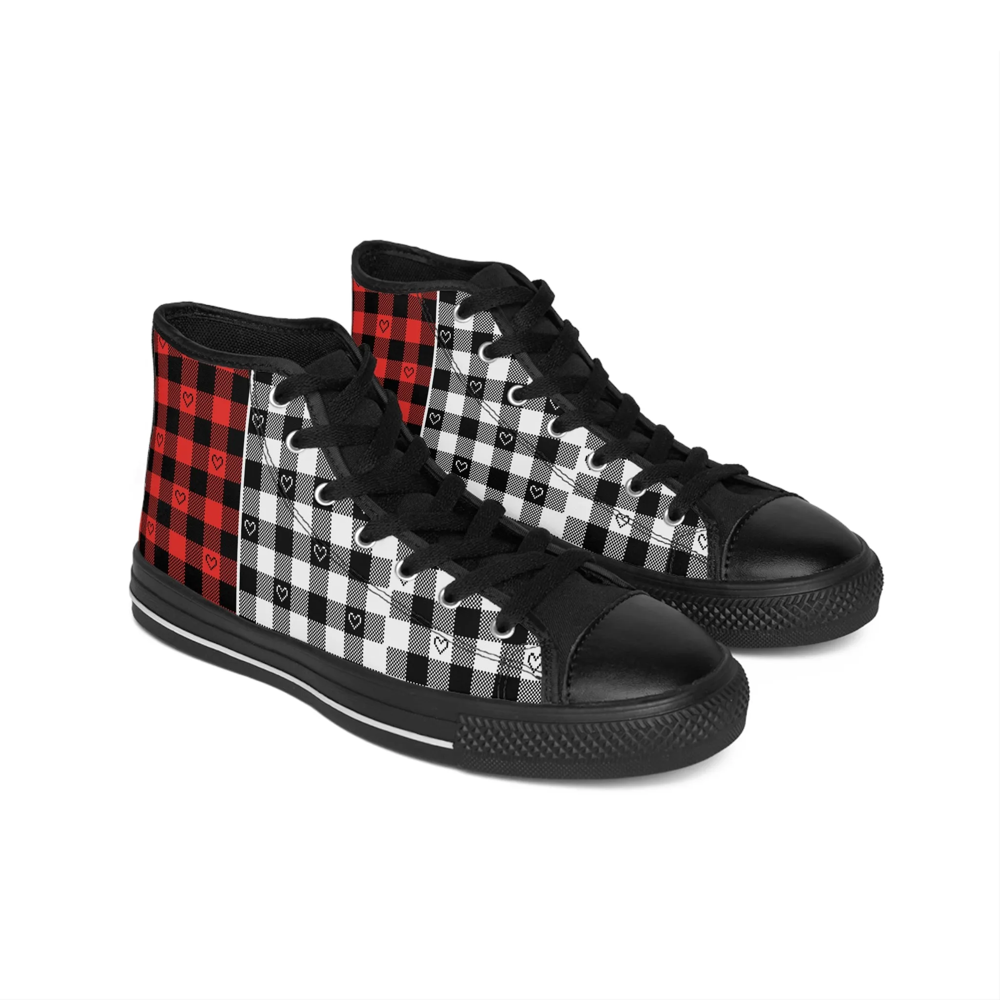 Red and Black Textile Pattern Women's Classic Sneakers