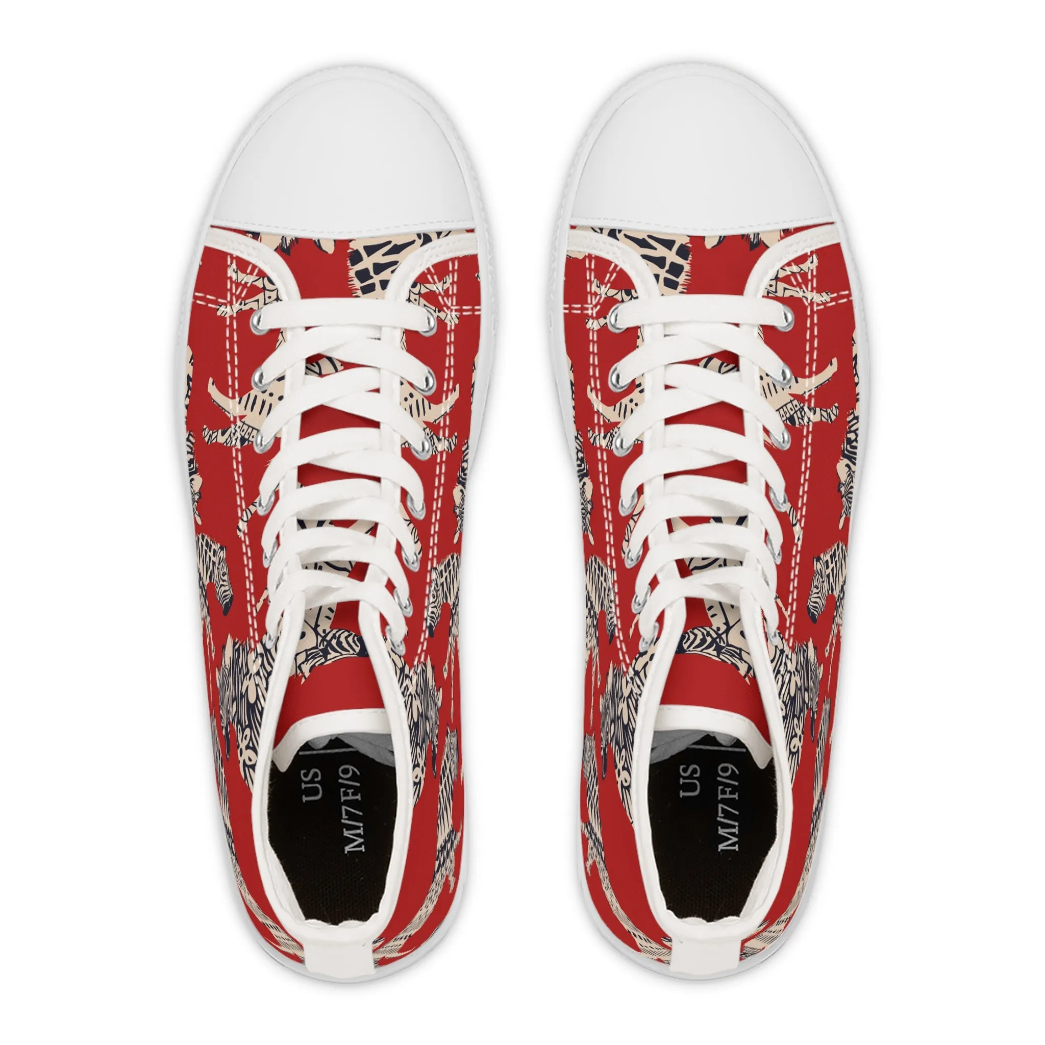 Red Zebras Women's High Top Sneakers