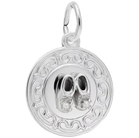 Rembrandt Charms - Baby Booties Disc with Pearls Charm - 4428