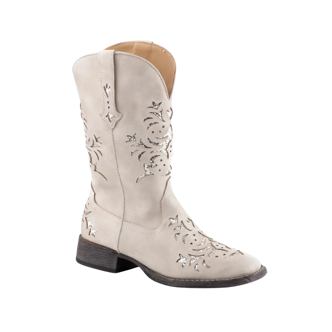 Roper Footwear Women's White Faux Leather Square Toe Boot