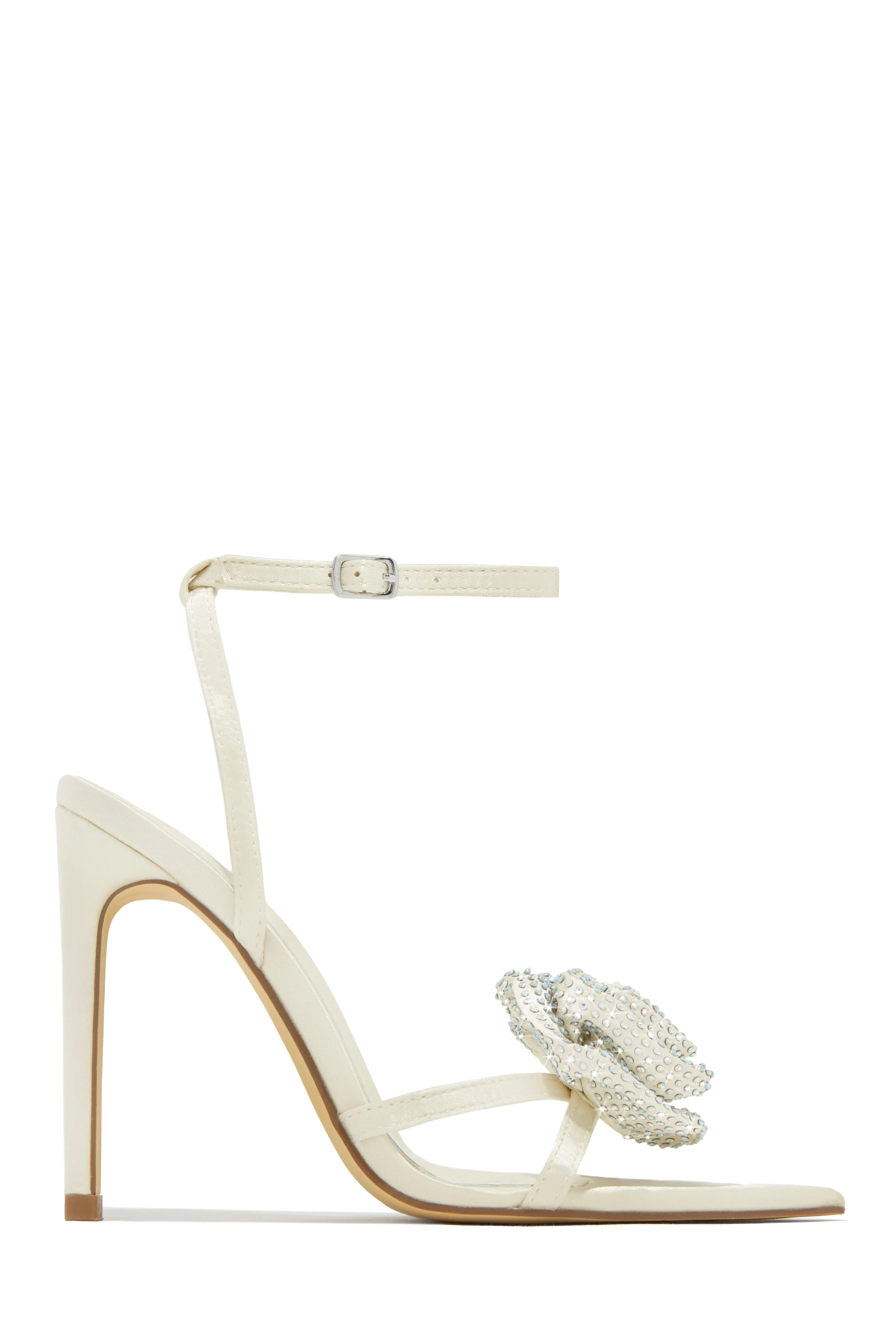 Rose Embellished Rose High Heels - White Black