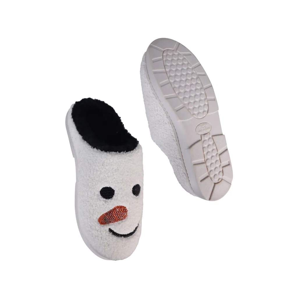 Sherpa Snowman Soled Slippers