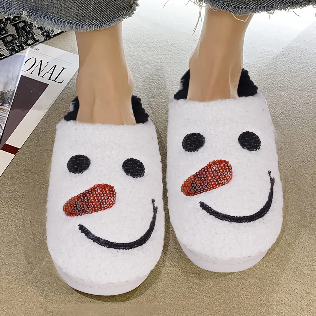 Sherpa Snowman Soled Slippers