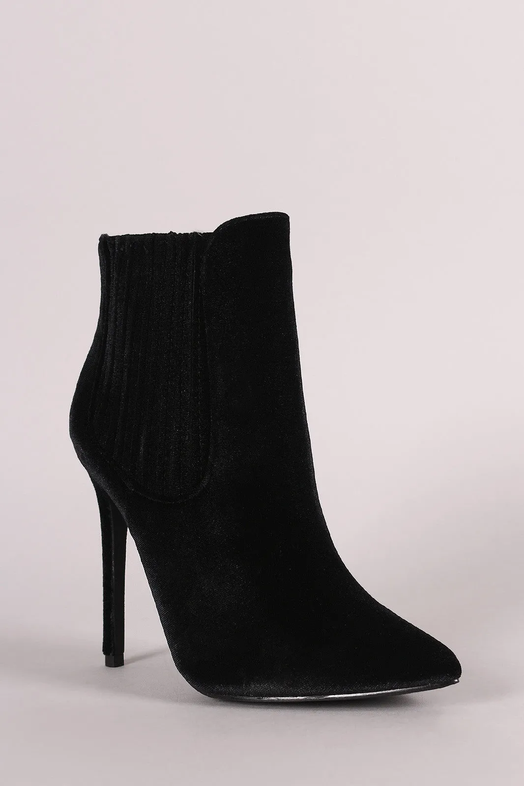 Shoe Republic LA Velvet Pointy Toe Stiletto Booties