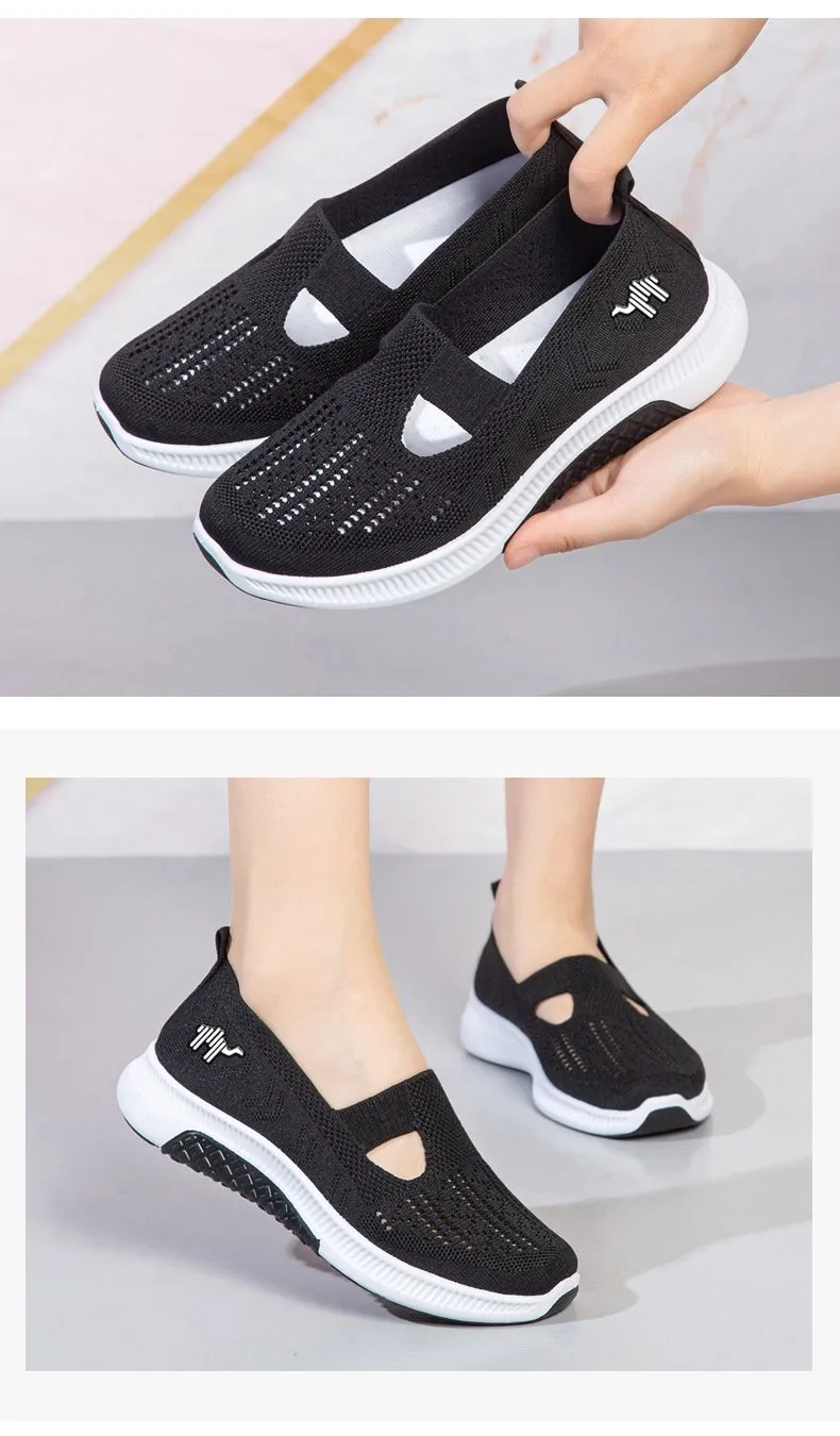 Slip on mesh breathable casual non-slip soft-soled walking sneakers