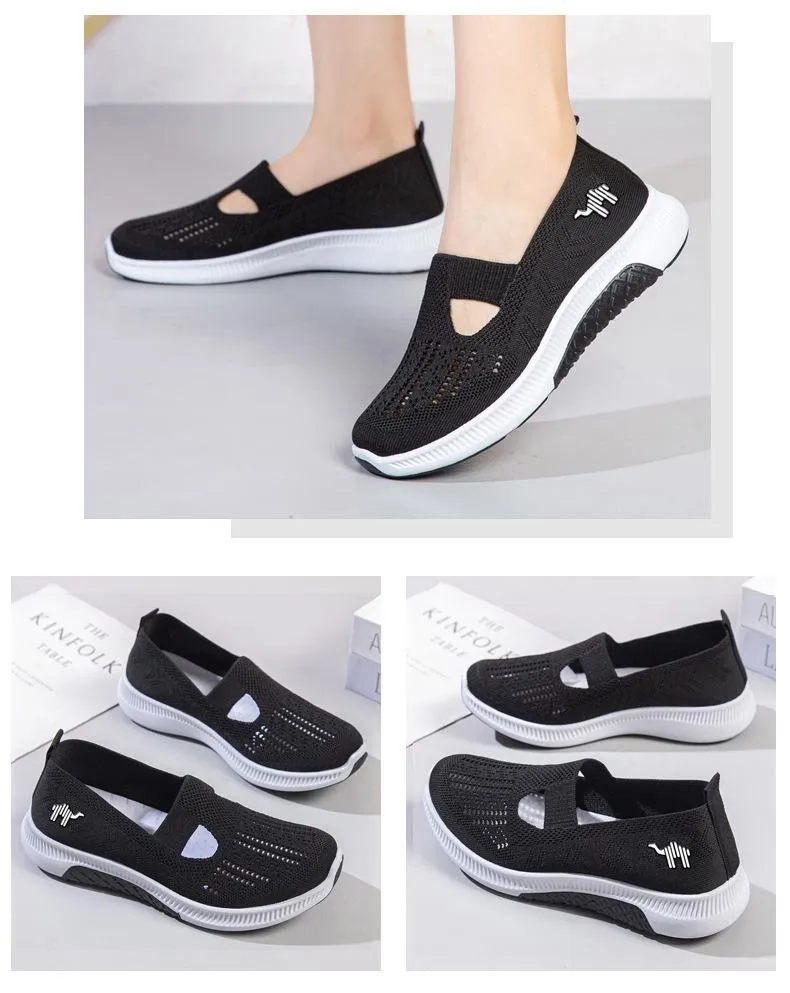 Slip on mesh breathable casual non-slip soft-soled walking sneakers