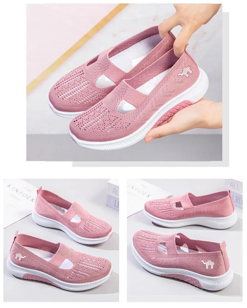 Slip on mesh breathable casual non-slip soft-soled walking sneakers