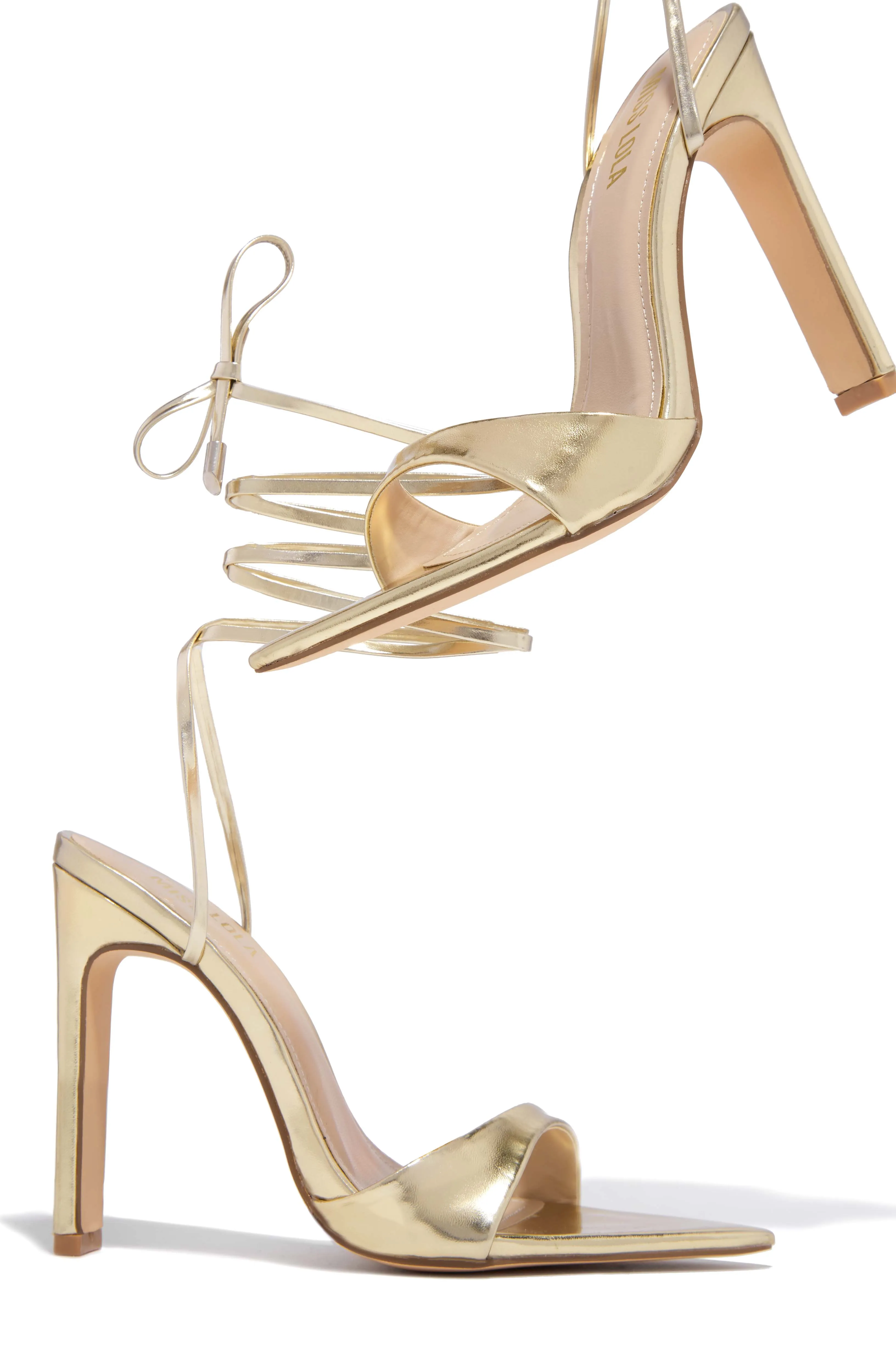 Sun Kissed Nights Lace Up High Heels - Gold