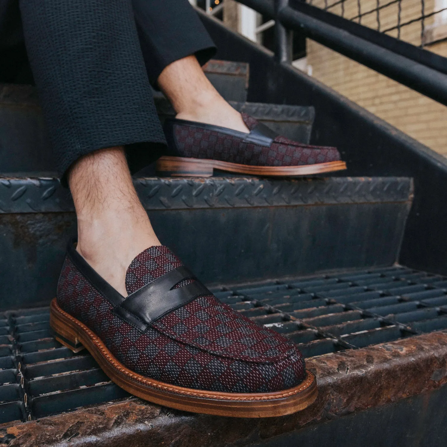 The Fitz Loafer in Maroon Check (Last Chance, Final Sale)