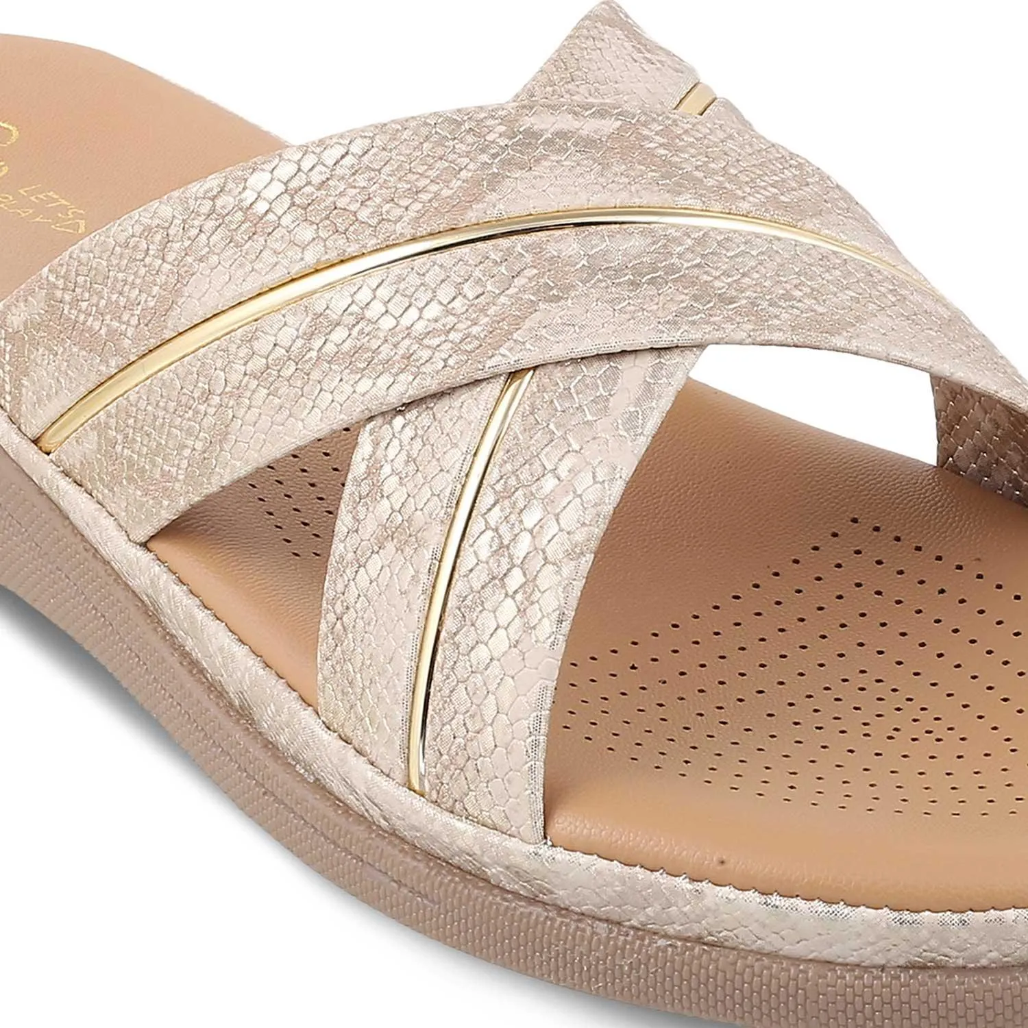 The Slide Gold Women's Casual Flats Tresmode