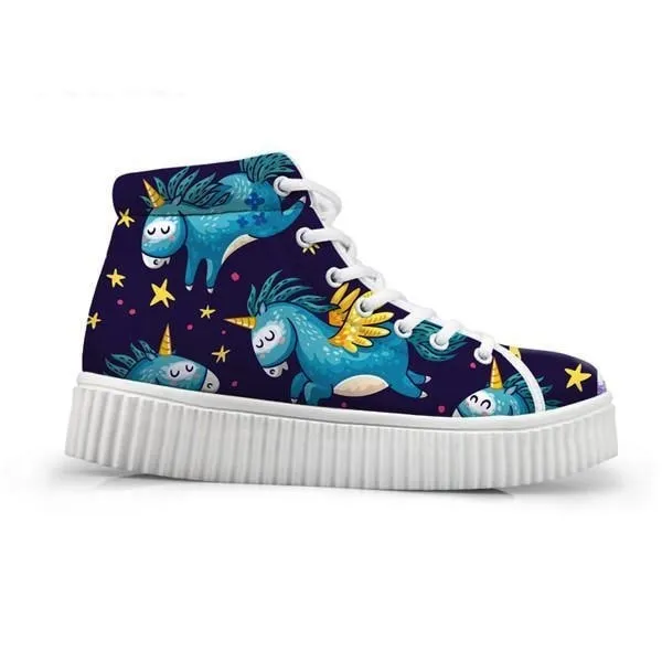 Unicorn Wedge High Tops (Many Colors)