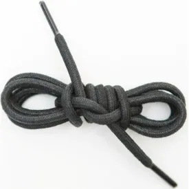 Waxed Cotton Round Laces Custom Length with Tip - Black (1 Pair Pack) Shoelaces