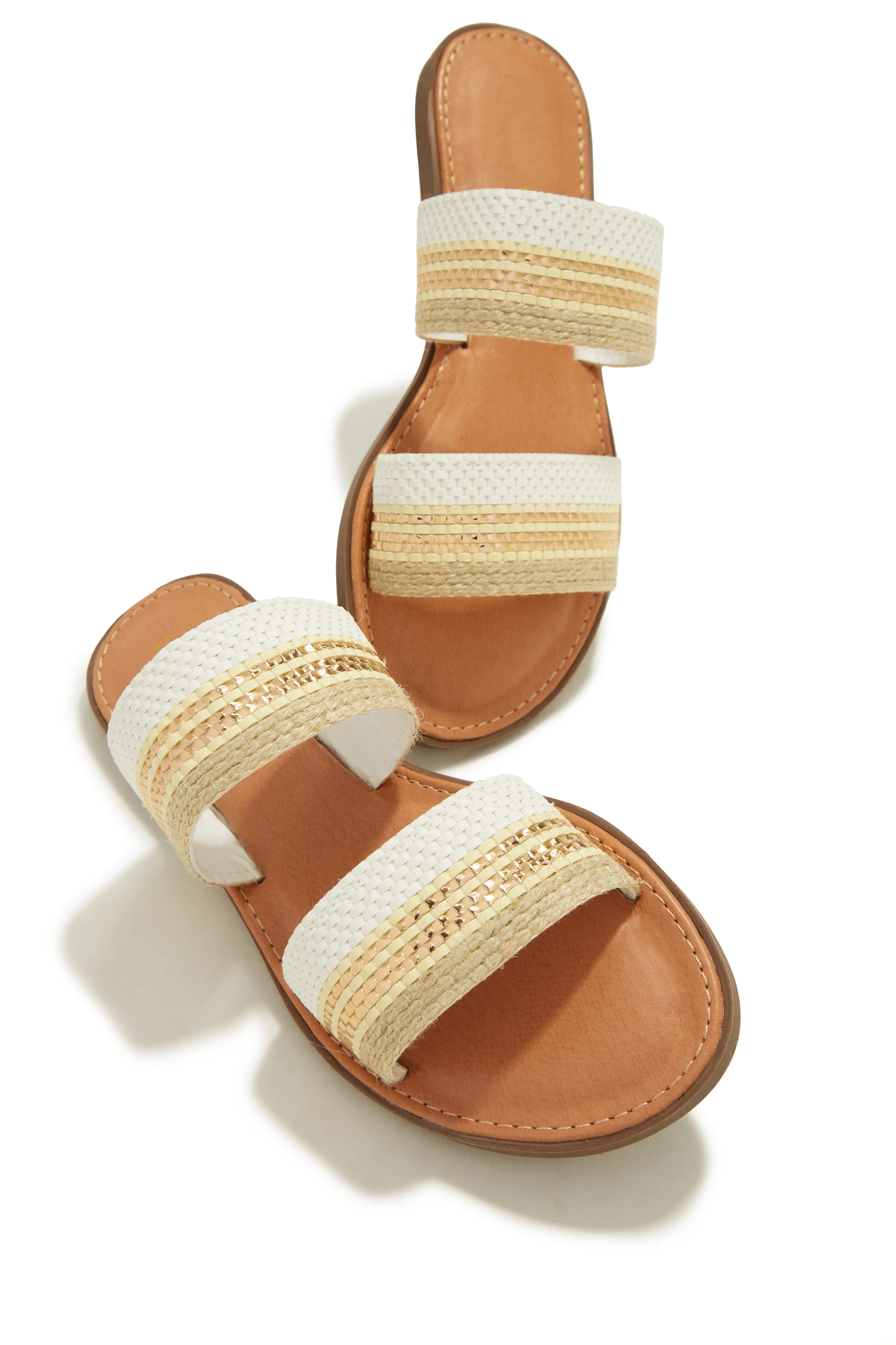 Weekend Island Flat Slip On Sandals - White