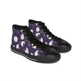 White Mouse Purple Background Women's Classic Sneakers