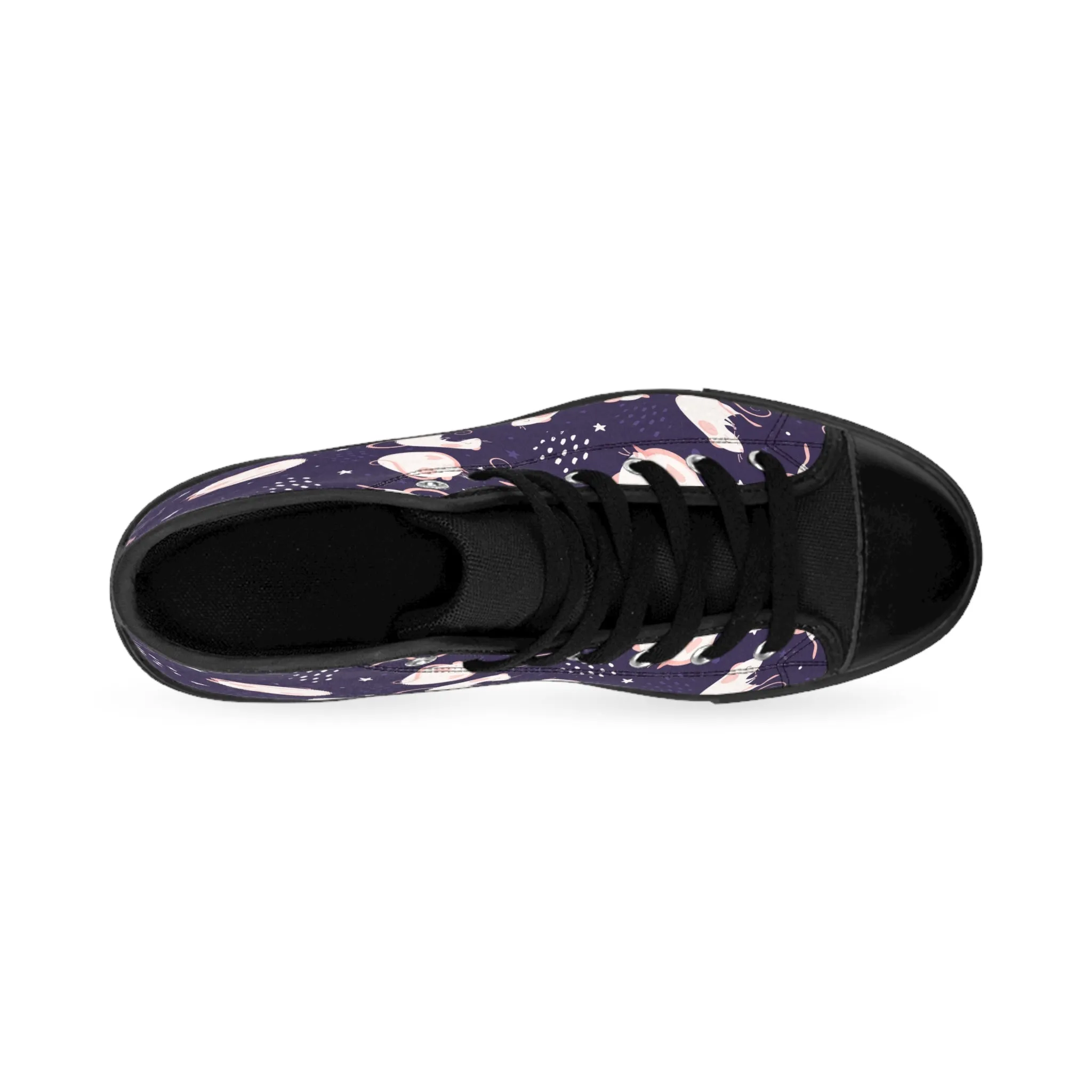 White Mouse Purple Background Women's Classic Sneakers